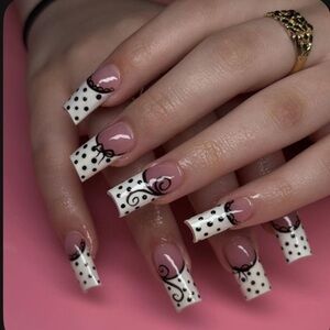 Polka Dot and Swirl Nail Art